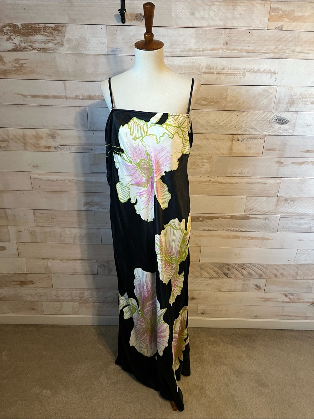 NWT Anthropologie size 1X Chloe slip midi dress in black floral - Picture 4 of 11